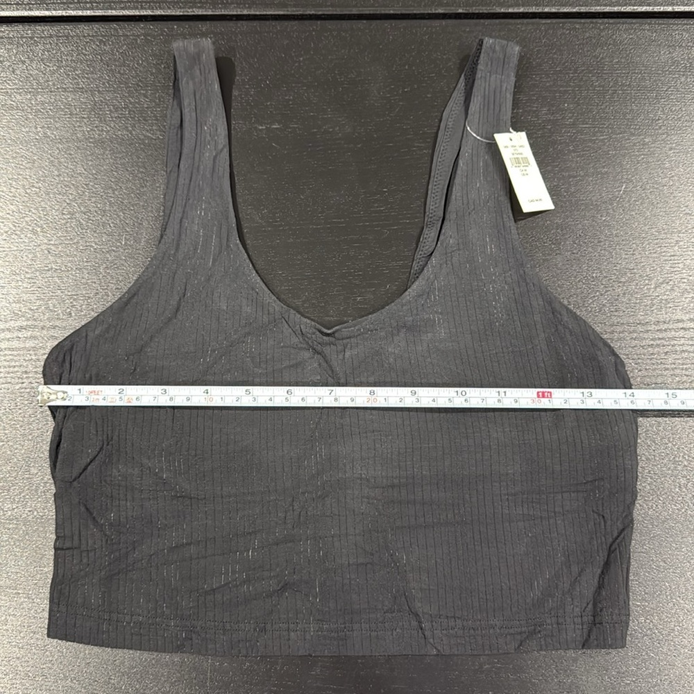 Aerie Black Cropped Tank Top with Built in Bra Liner - M - Picture 6 of 9